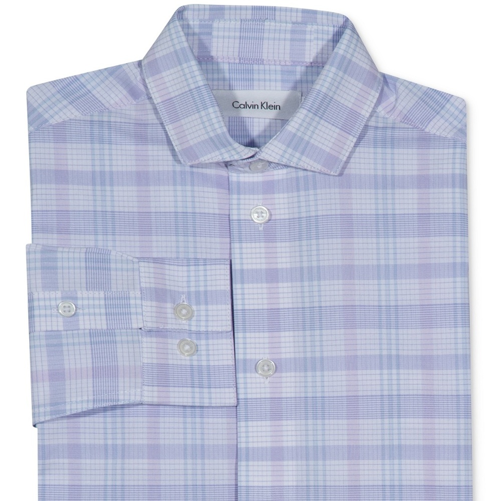 Calvin Klein Plaid Stretch Shirt Pastel Purple